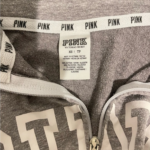 PINK Victorias Secret Cropped Gray & White Pullover Sweatshirt - Picture 3 of 3